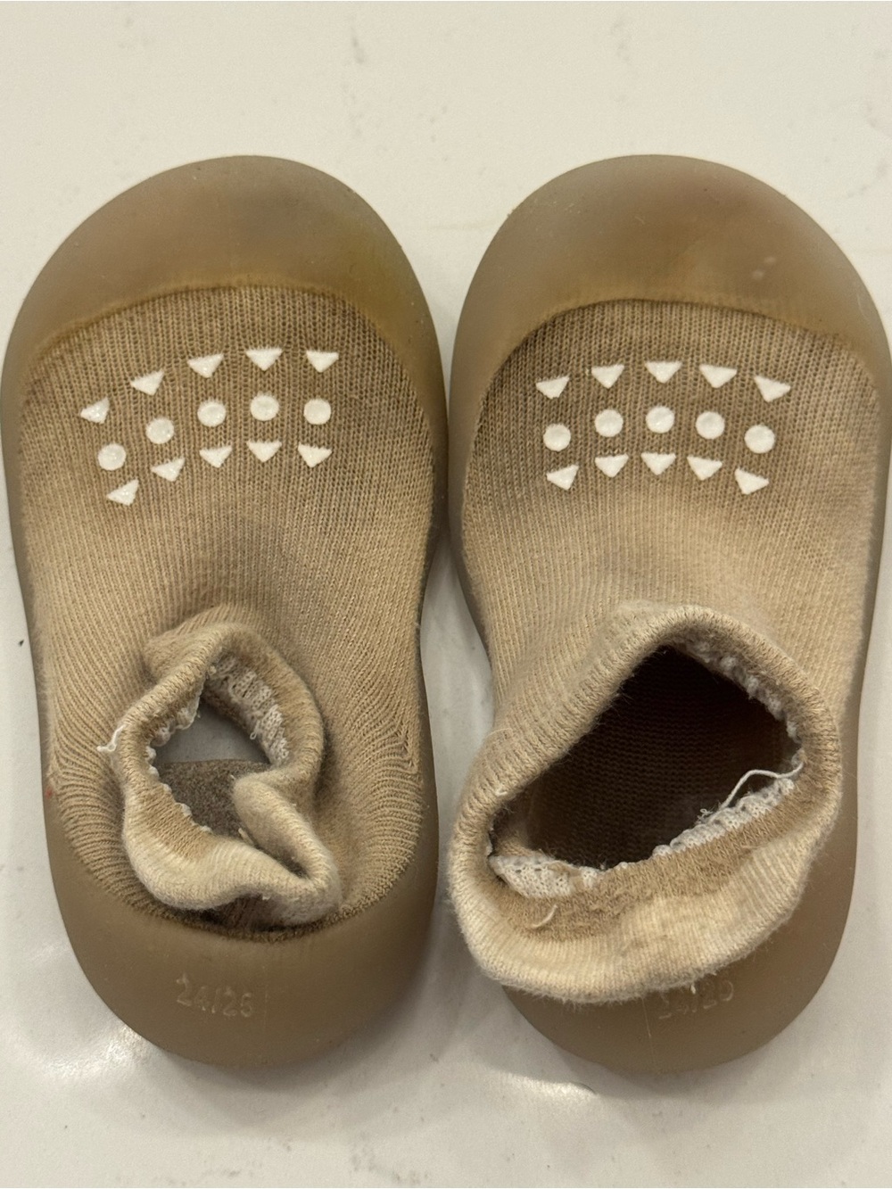 Kids Beige Slip-On Rubber Sock Shoes